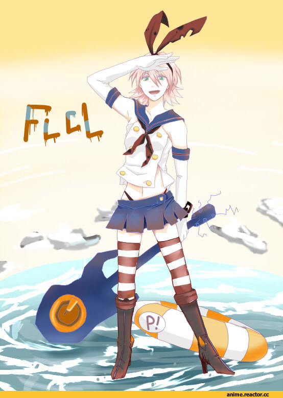 Shimakaze, Kantai Collection, flcl, crossover, Haruhara Haruko, yukiwataru, Anime