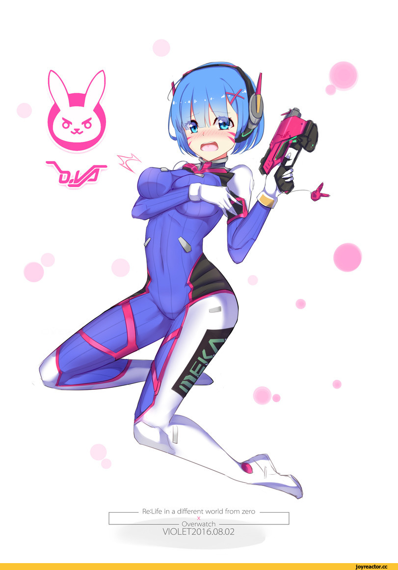 Re Zero Kara Hajimeru Isekai Seikatsu, Rem (re zero), Overwatch, Blizzard, фэндомы, D.Va, Violet, Anime