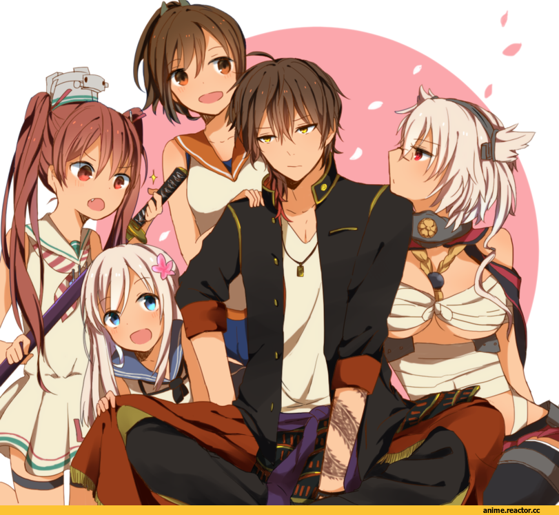 I-401, Kantai Collection, Libeccio (Kantai Collection), Musashi (Kantai Collection), Ro-500 (Kantai Collection), ookurikara, Touken Ranbu, crossover, knight07, Anime