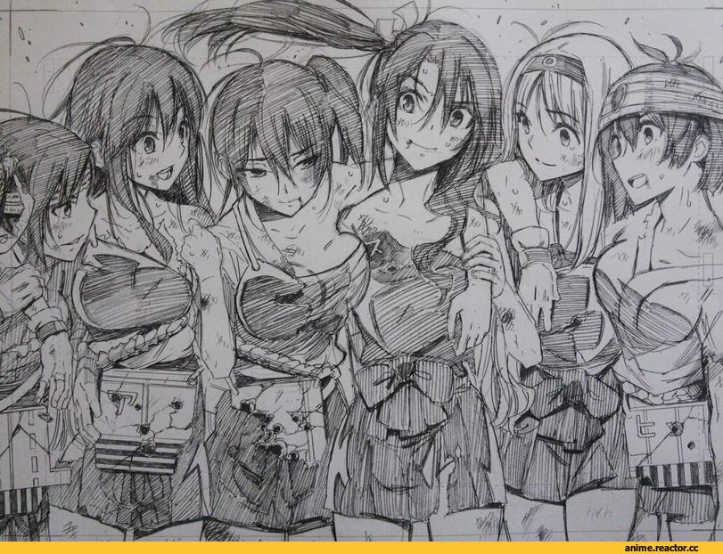 kojima takeshi, Akagi (Kantai Collection), Hiryuu, Kaga (Kantai Collection), Shoukaku (Kantai Collection), Souryuu (Kantai Collection), Zuikaku (Kantai Collection), Monochrome (Anime), Anime Art, Anime Paint, Anime, Kantai Collection