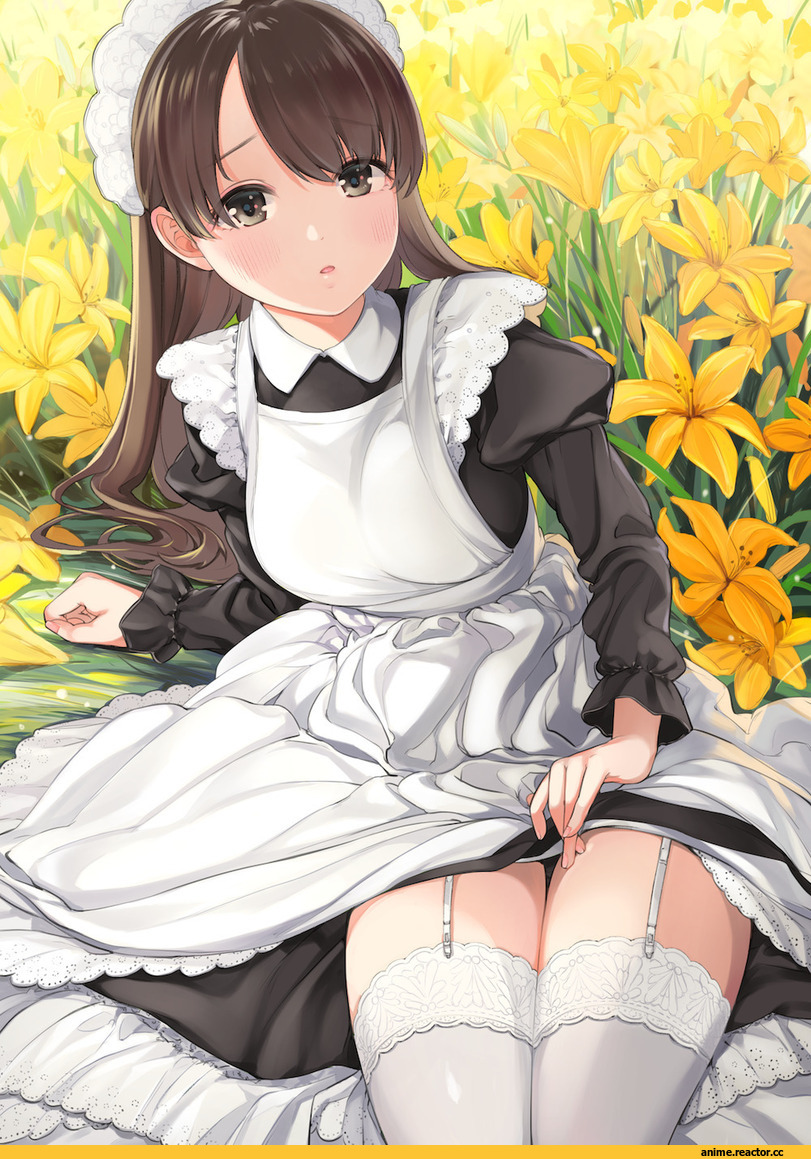 megumoke, Anime Art, Maid, stockings, Anime