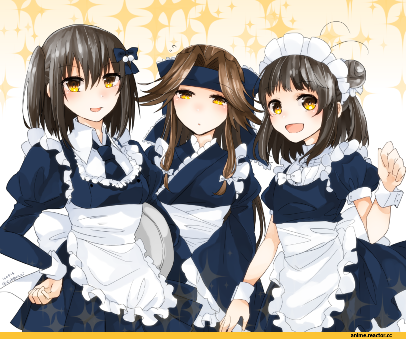 Kantai Collection, Sendai (Kantai Collection), Jintsuu (Kantai Collection), Naka (Kantai Collection), nagihashi koko, Maid, Anime
