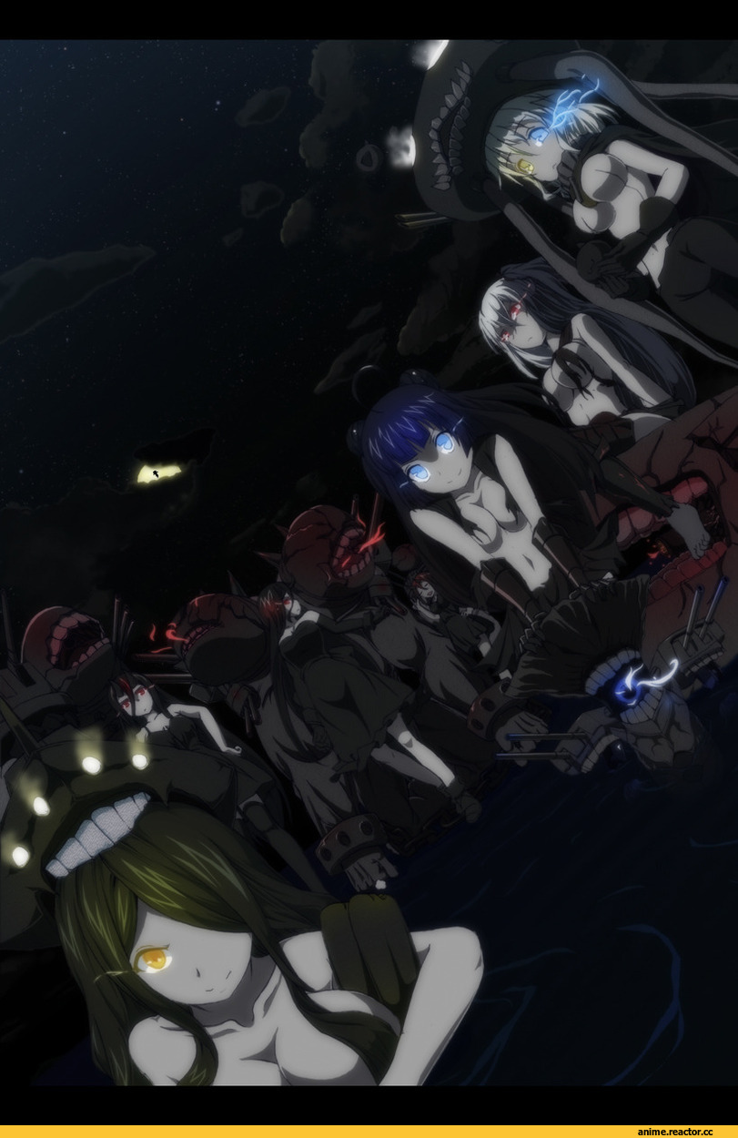 Anime Art, wrwr, So-class Submarine, Shinkaisei-kan, Wo-Class Aircraft Carrier , Light Cruiser Oni, Aircraft Carrier Hime, battleship hime, Battleship Water Oni, Error Musume, Anime, Kantai Collection