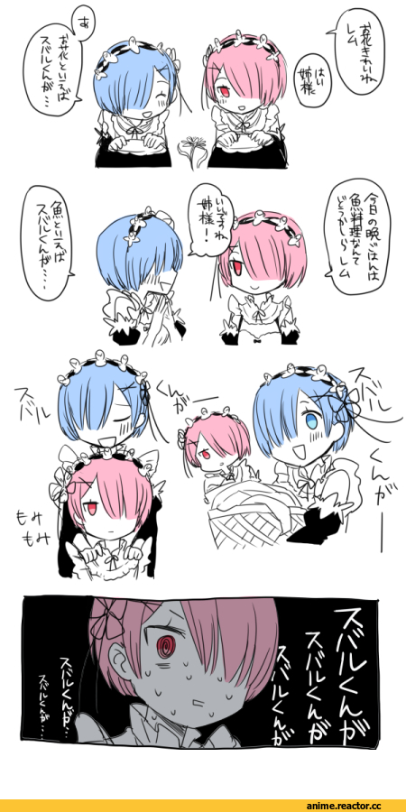 Rem (re zero), Re Zero Kara Hajimeru Isekai Seikatsu, Ram (Re Zero), аниме комиксы, Anime