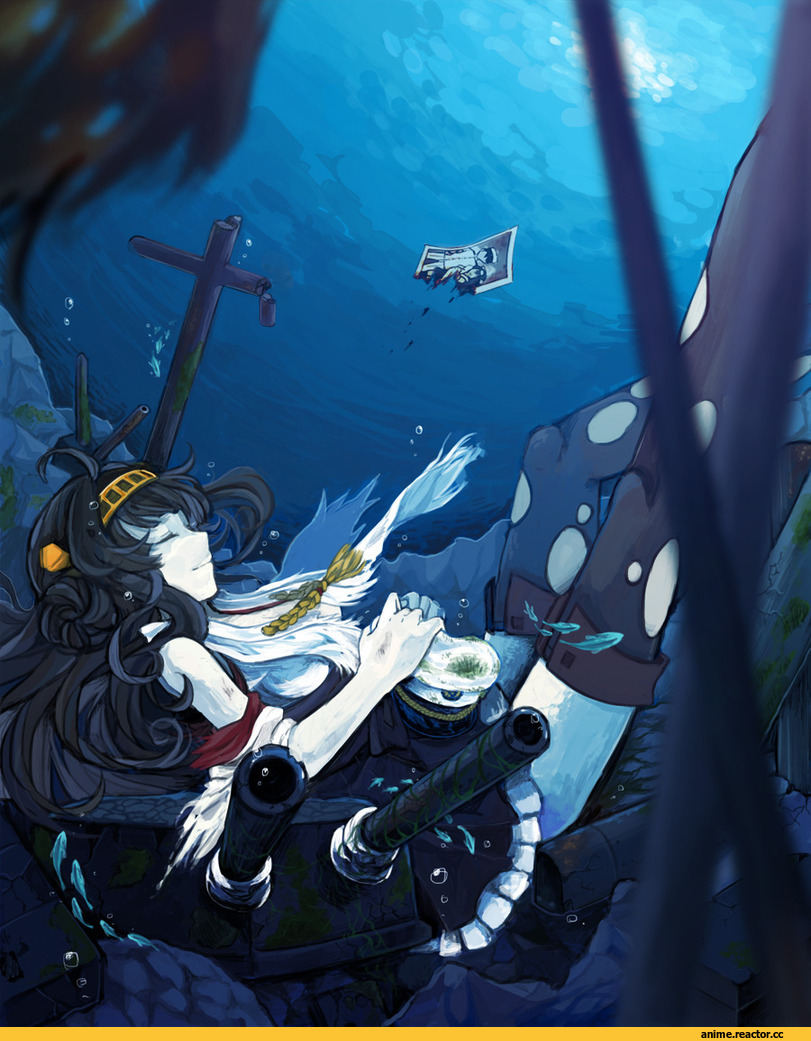 Kongou (Kantai Collection), Kantai Collection, Anime Art, kurosuke (hipparu), под катом еще одна, Anime