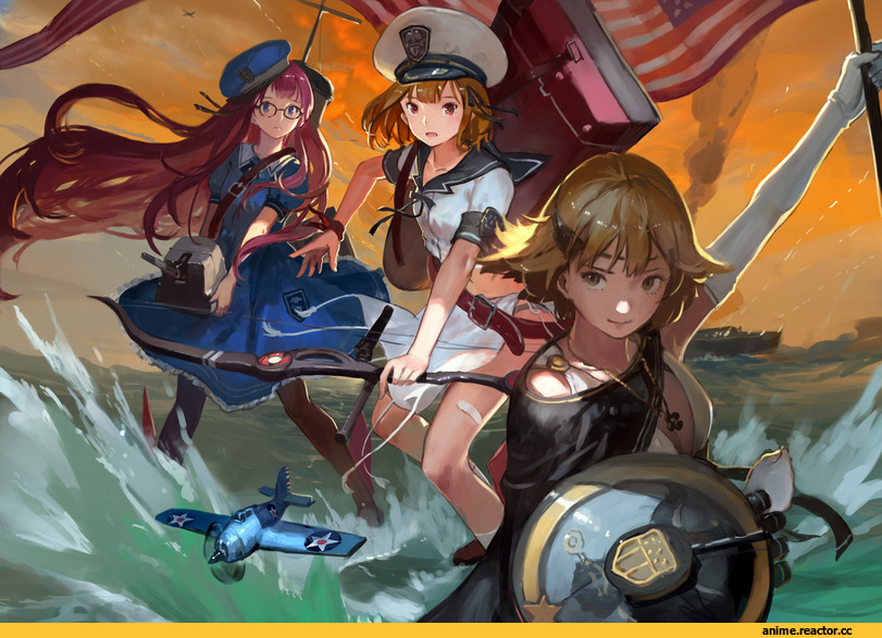 Kantai Collection, original, Jeanex, uss enterprise, USS Mahan, USS Maury, Anime Art, USS Enterprise (CV-6), Kantai Original, Anime
