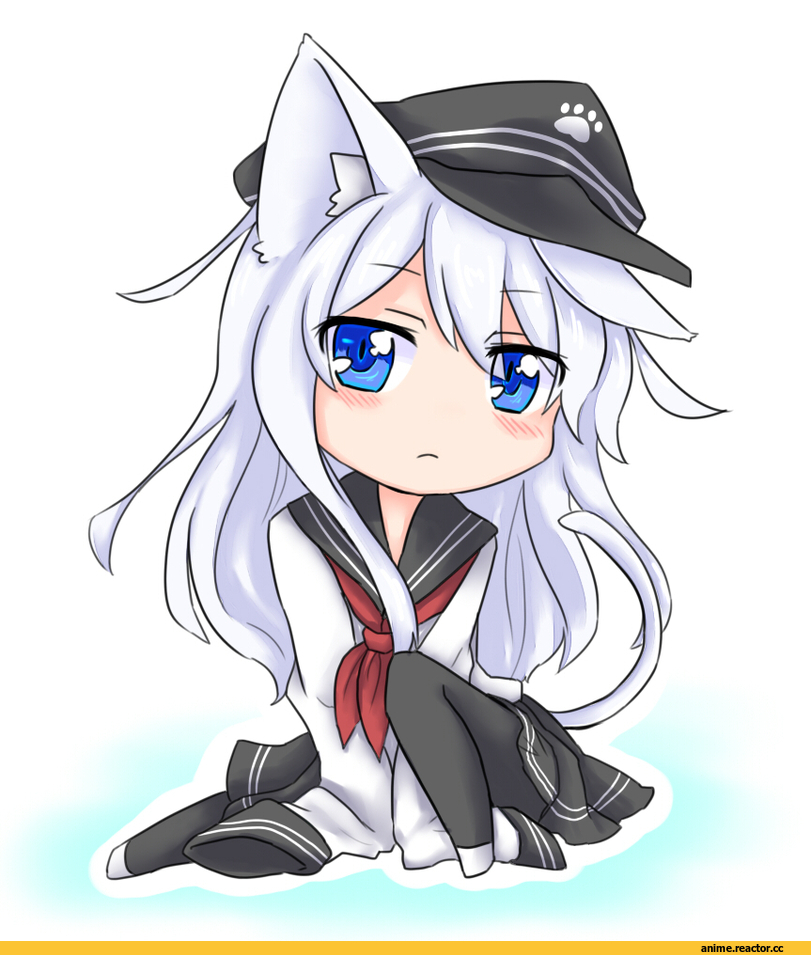 Hibiki (Kantai Collection), Kantai Collection, Anime Art, yonerinoko (banberabu), neko, Animal Ears, Anime