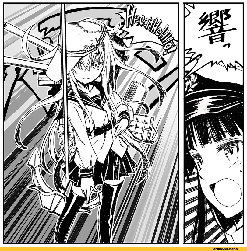 Verniy, Kantai Collection, Female Admiral (Kantai Collection), Matsuryuu, Anime Art, monochrome, Monochrome (Anime), Anime