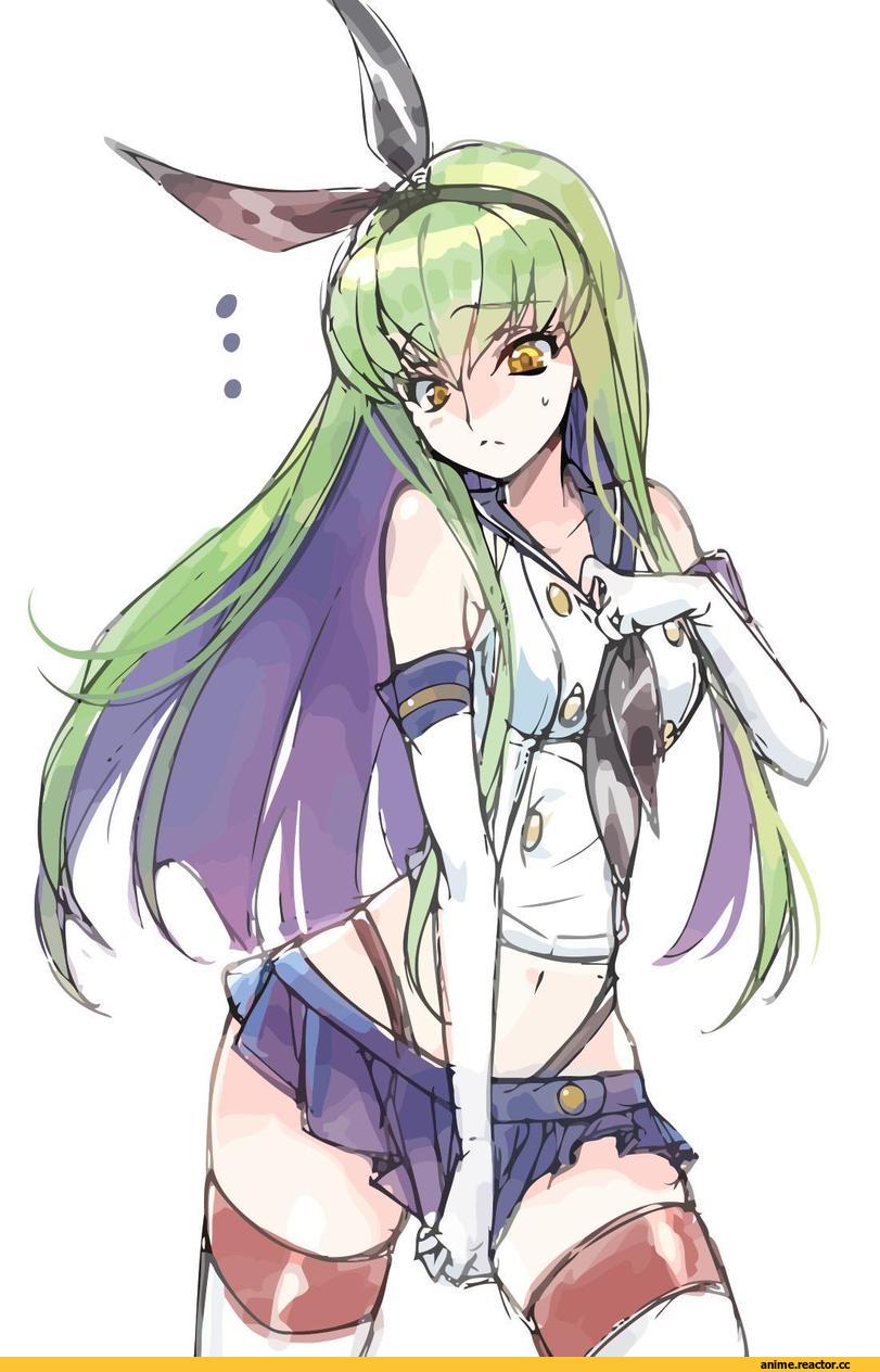 Creayus, Anime Art, C.C., Code Geass, Shimakaze (cosplay), crossover, Kantai Collection, Anime
