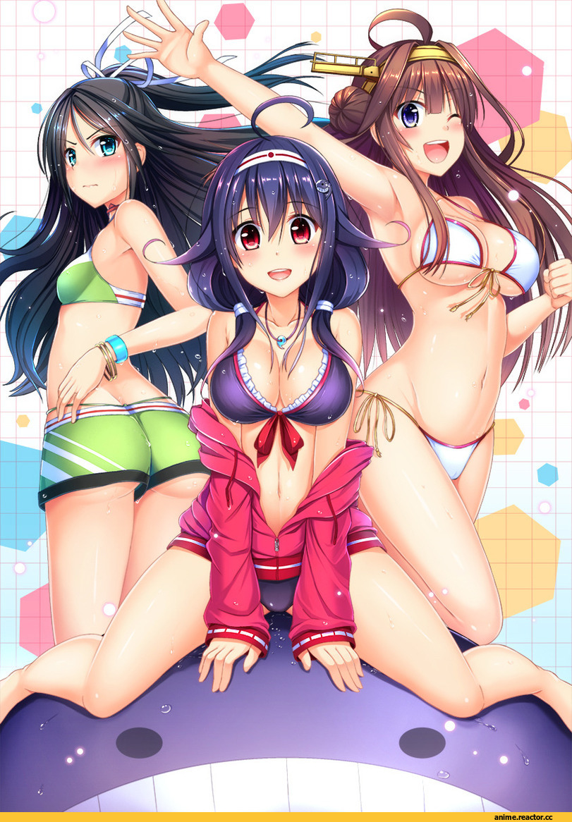 Anime Art, Anime Adult Wet, Anime Ero Swim, Anime Ero, Kongou (Kantai Collection), Kantai Collection, Katsuragi (Kantai Collection), Taigei (Kantai Collection), Anime