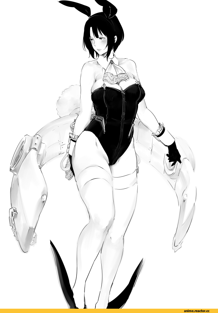 goshiki suzu, Takao (Kantai Collection), Kantai Collection, Usagimimi, Animal Ears, Monochrome (Anime), Anime Art, Anime