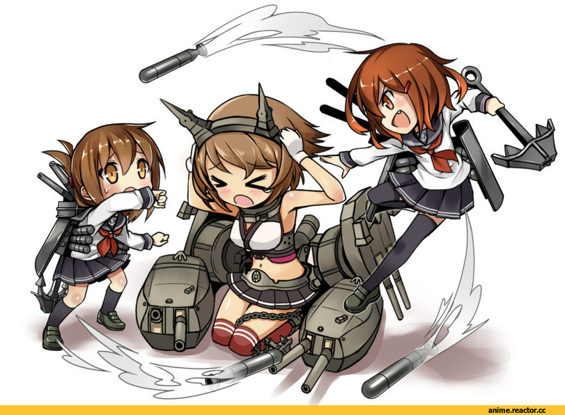 french maid, Anime Art, Inazuma (Kantai Collection), Kantai Collection, ikazuchi (kantai collection), Mutsu (Kantai Collection), Anime