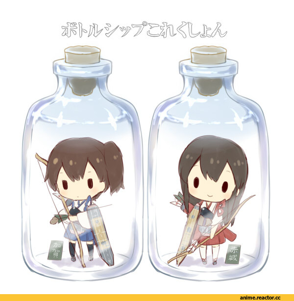 Kaga (Kantai Collection), Kantai Collection, Akagi (Kantai Collection), chibi, Anime