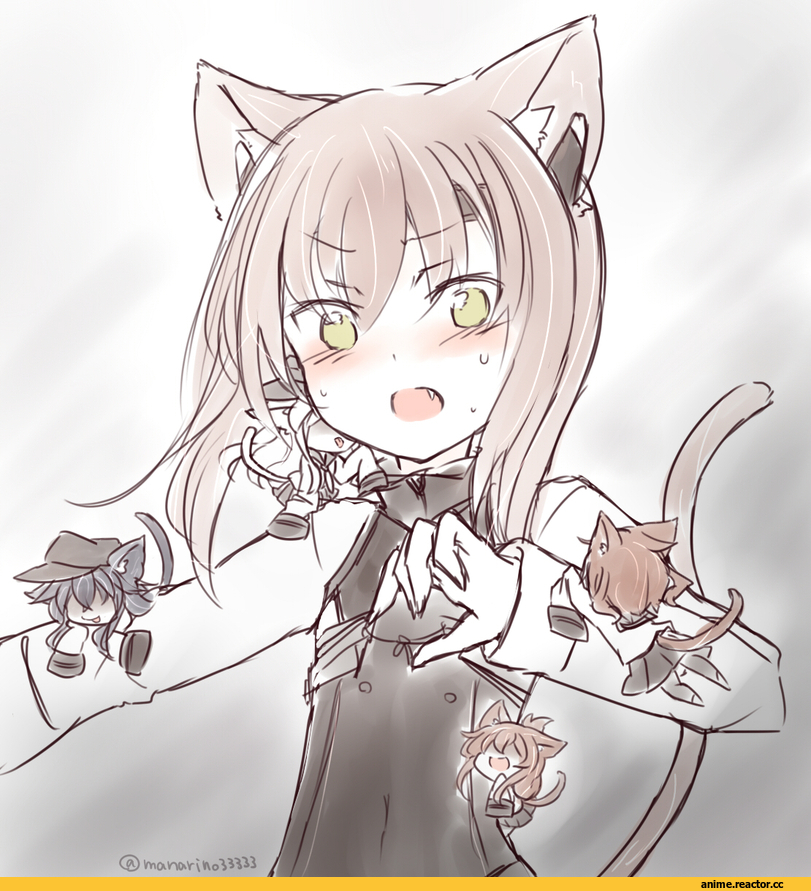 Taihou, Kantai Collection, Akatsuki, Hibiki (Kantai Collection), Ikazuchi, Inazuma (Kantai Collection), yonerinoko (banberabu), neko, Animal Ears, Anime Art, Anime