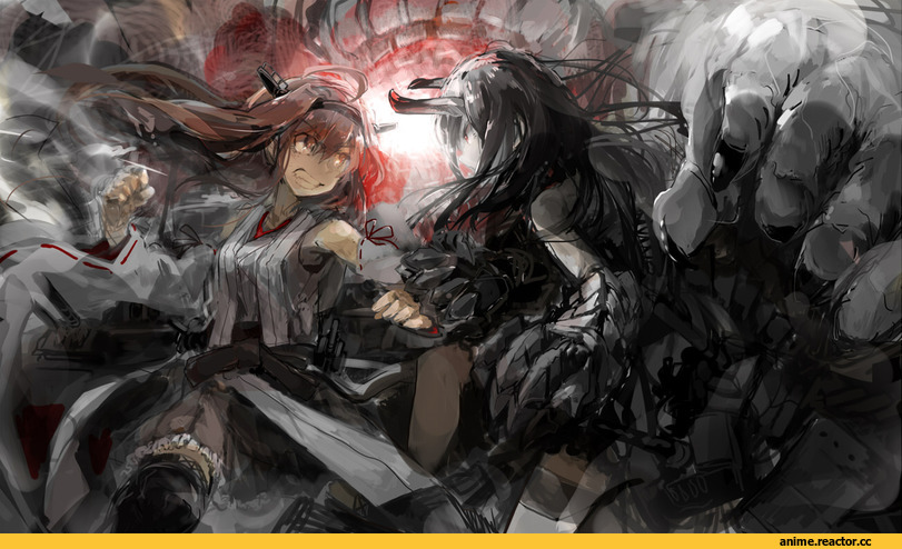 Kongou (Kantai Collection), Kantai Collection, battleship hime, cus-tom, Anime Art, Anime