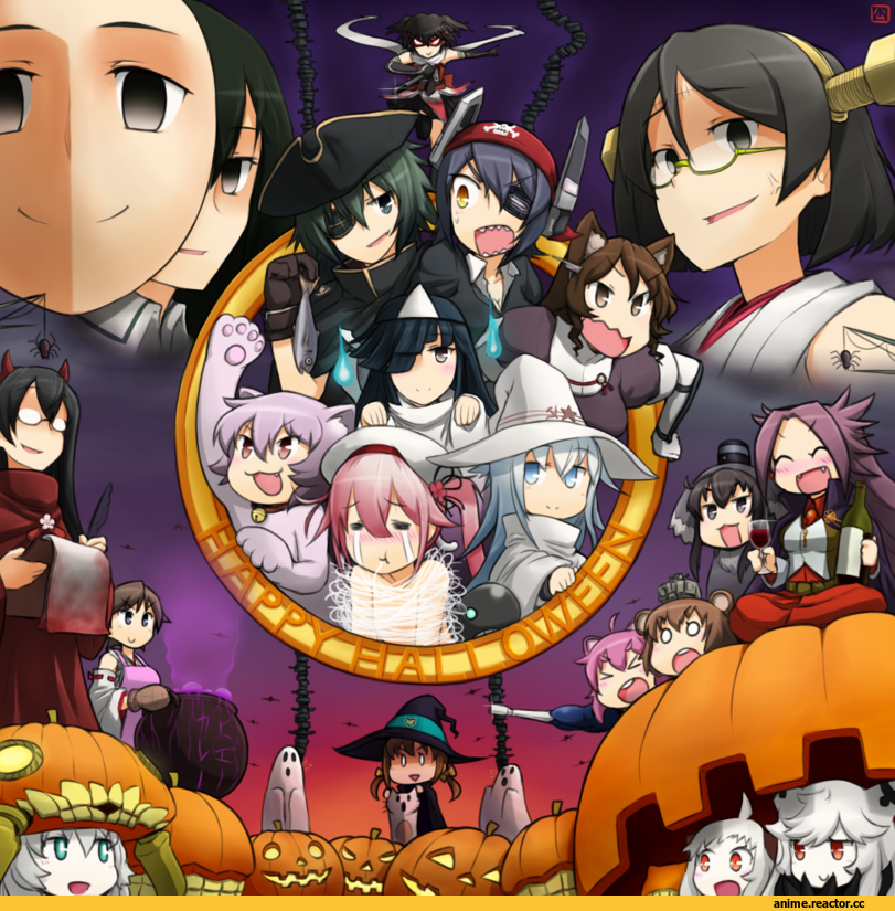 Inazuma (Kantai Collection), Kantai Collection, yamanbagiri kunihiro, Touken Ranbu, Anime Art, finearts, Anime Halloween, crossover, Anime