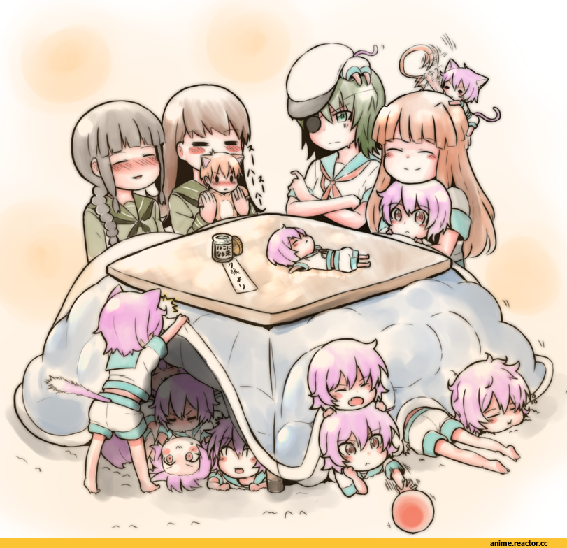 Kiso, Kantai Collection, Kitakami (Kantai Collection), Kuma (Kantai Collection), Ooi (Kantai Collection), Tama (Kantai Collection), hiromochi jin, nekomimi, Animal Ears, Anime