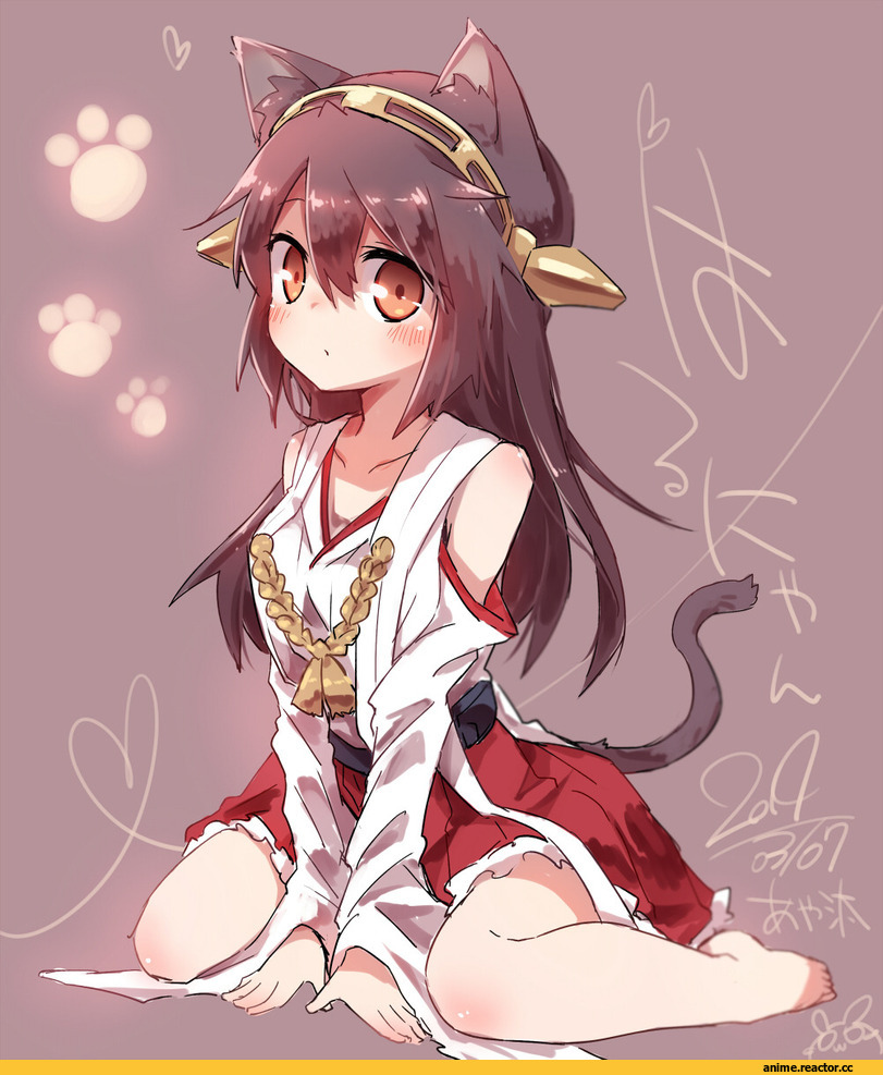 ayakashi (monkeypanch), Anime Art, Haruna (Kantai Collection), Kantai Collection, nekomimi, Animal Ears, Anime