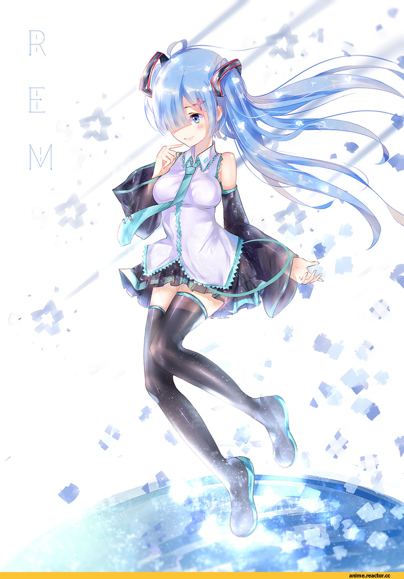 Re Zero Kara Hajimeru Isekai Seikatsu, Rem (re zero), crossover, Hatsune Miku, Vocaloid, -sayo-, Anime