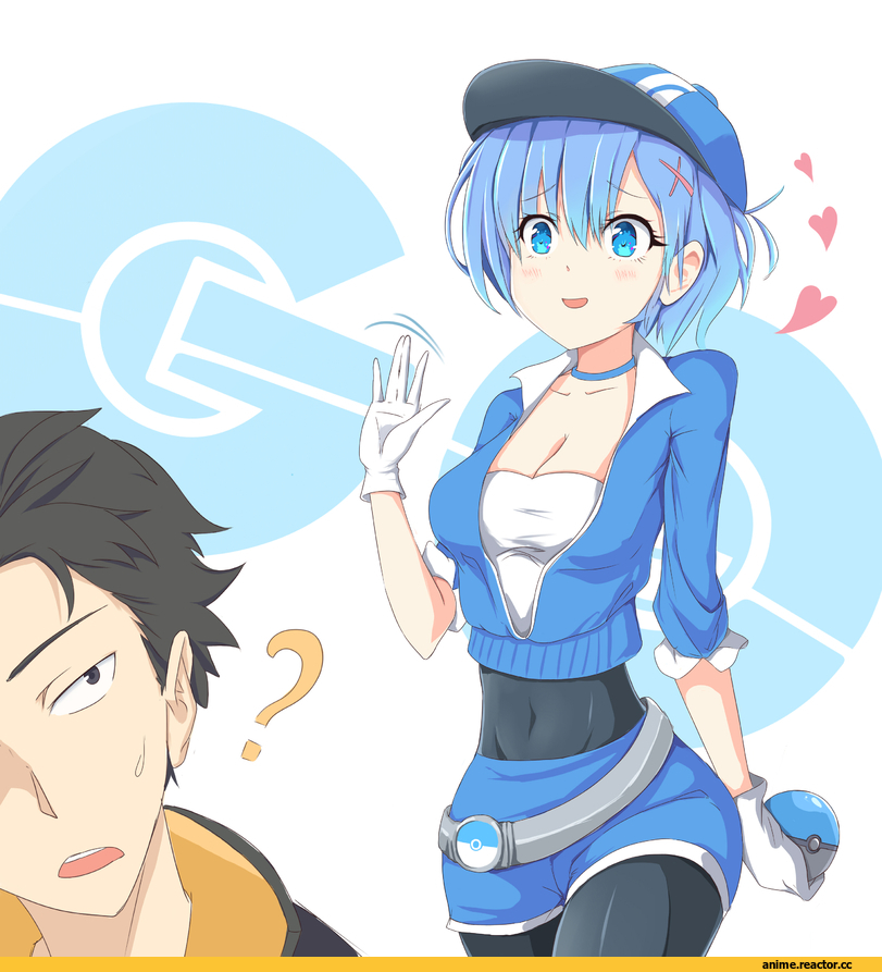 Re Zero Kara Hajimeru Isekai Seikatsu, Rem (re zero), Natsuki Subaru, crossover, Pokemon Go, c3yooooo, Anime