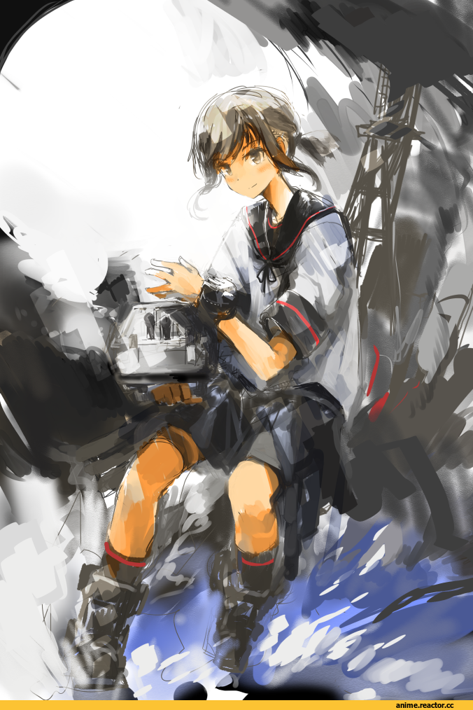 cus-tom, Anime Art, Fubuki (Kantai Collection), Kantai Collection, Suzukaze (Kantai Collection), Anime