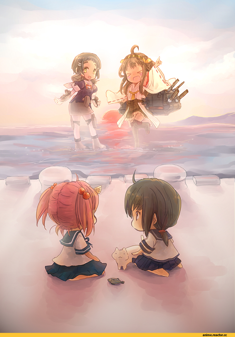 Myoukou, Kantai Collection, Sazanami (Kantai Collection), Kongou (Kantai Collection), Fubuki (Kantai Collection), shinonome moegi, Anime Art, Anime