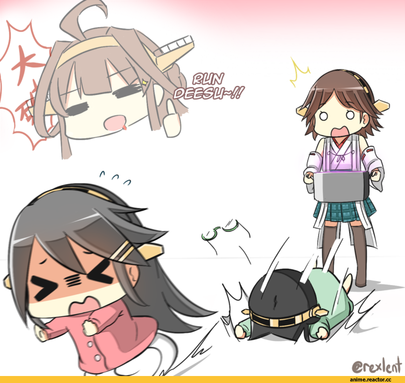 Kirishima (Kantai Collection), Kantai Collection, Hiei, Haruna (Kantai Collection), Kongou (Kantai Collection), rexlent, Anime