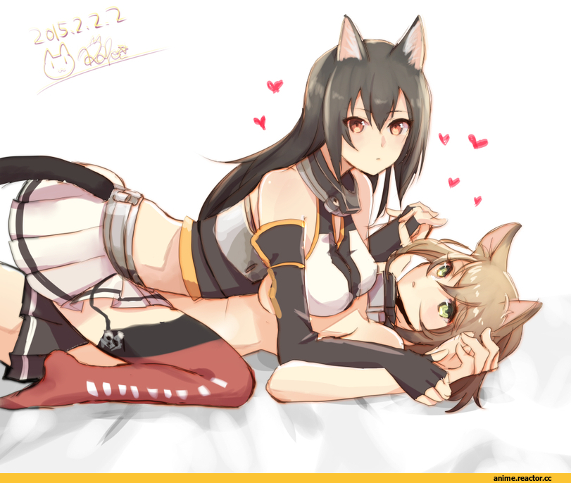 Nagato (Kantai Collection), Kantai Collection, Mutsu (Kantai Collection), neko, Animal Ears, raki (kuroe), Anime