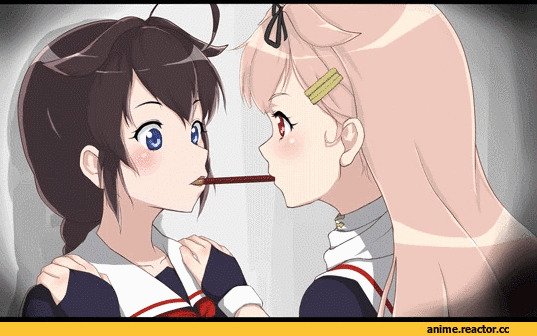 Kantai Collection, Yuudachi, Shigure (Kantai Collection), tarumi, Shoujo Ai, Anime Гифки, Anime