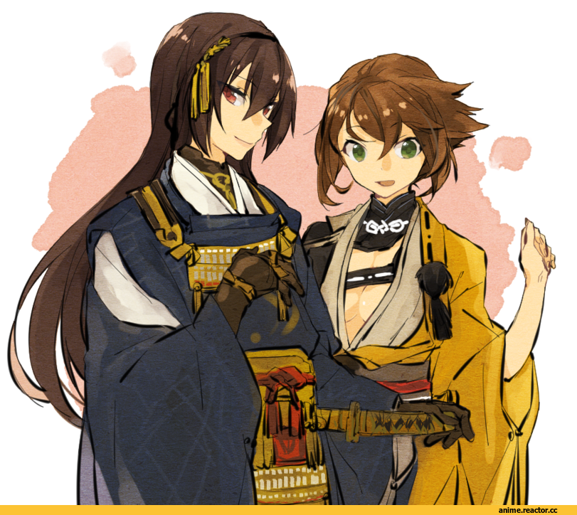 Nagato (Kantai Collection), Kantai Collection, Mutsu (Kantai Collection), hita (hitapita), Touken Ranbu, crossover, Anime