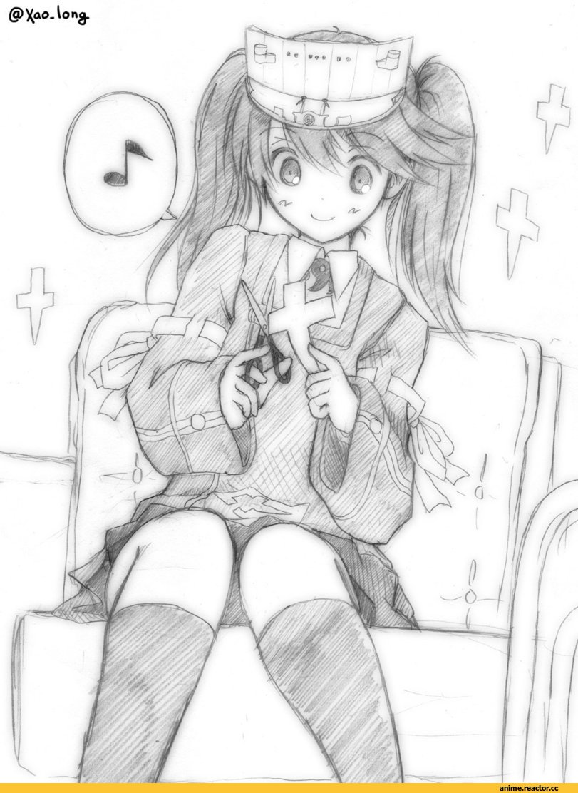 chicken99, Monochrome (Anime), Anime Art, ryuujou (kantai collection), Kantai Collection, Anime