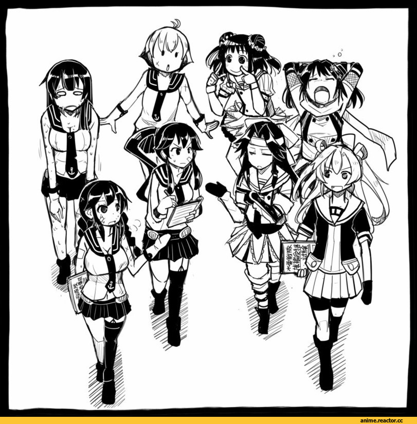 Abukuma, Agano, Jintsuu (Kantai Collection), Naka (Kantai Collection), Noshiro, Sakawa (Kantai Collection), Sendai (Kantai Collection), yahagi (kantai collection), Monochrome (Anime), Anime Art, Anime, Kantai Collection, sakazaki freddy