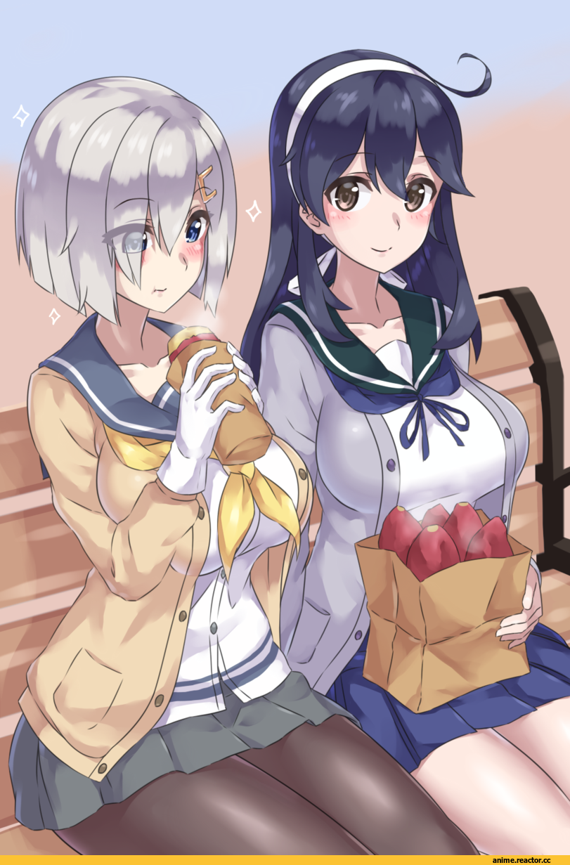 Kantai Collection, Hamakaze (Kantai Collection), Ushio (Kantai Collection), evuoaniramu, Anime Art, Anime
