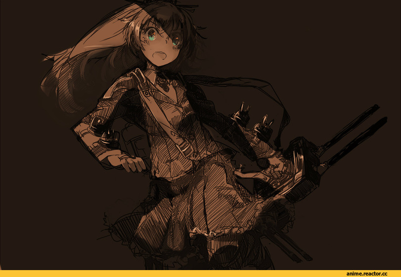 cus-tom, Anime Art, Kumano, Kantai Collection, Monochrome (Anime), Anime