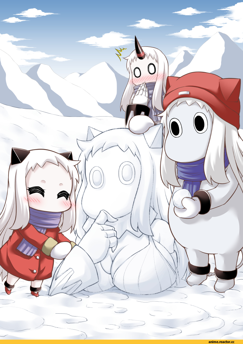 Kantai Collection, Moomintroll, Northern Ocean Hime, Seaport Hime, Anime Art, yamato nadeshiko, Anime