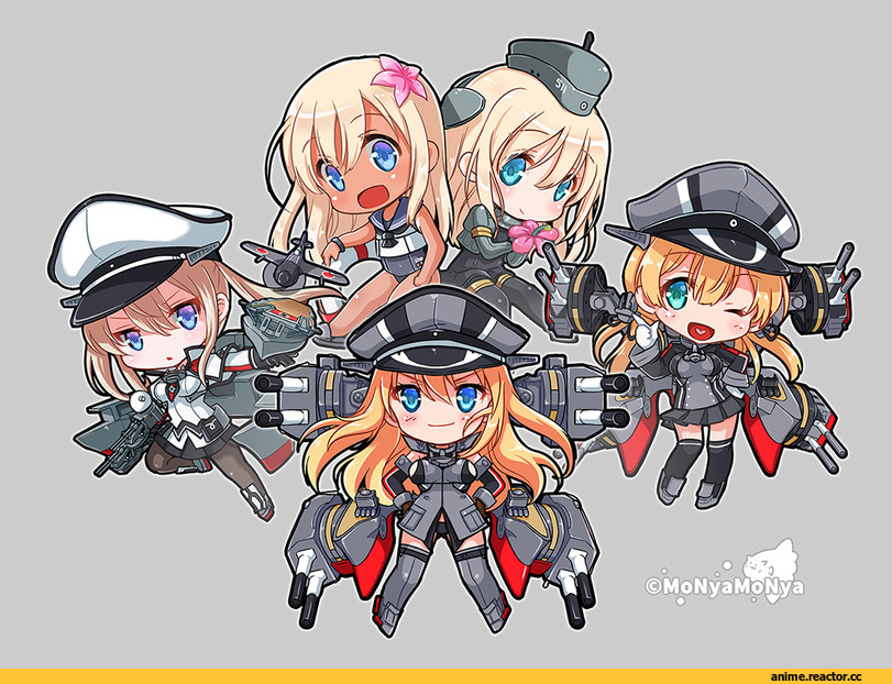 Bismarck (Kantai Collection), Kantai Collection, Graf Zeppelin, Prinz Eugen (Kantai Collection), Ro-500 (Kantai Collection), U-511 (Kantai Collection), shibi, chibi, Anime