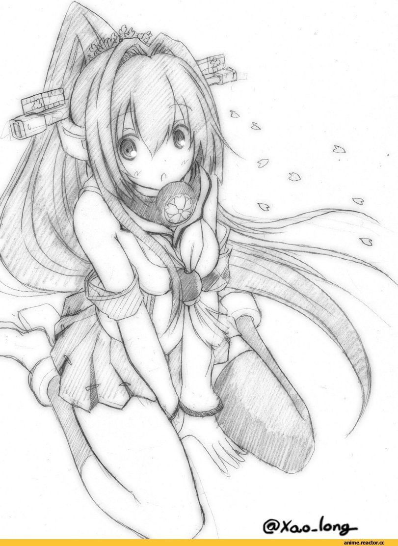 chicken99, Yamato (Kantai Collection), Kantai Collection, Monochrome (Anime), Anime Art, Anime