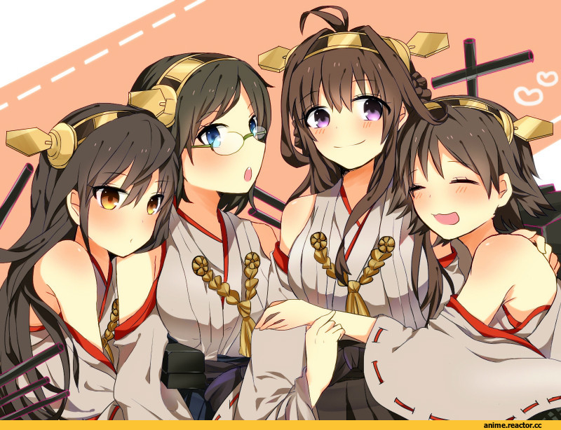 Haruna (Kantai Collection), Kantai Collection, hiei (kantai collection), Kirishima (Kantai Collection), Kongou (Kantai Collection), Аниме арт, knight07, Anime