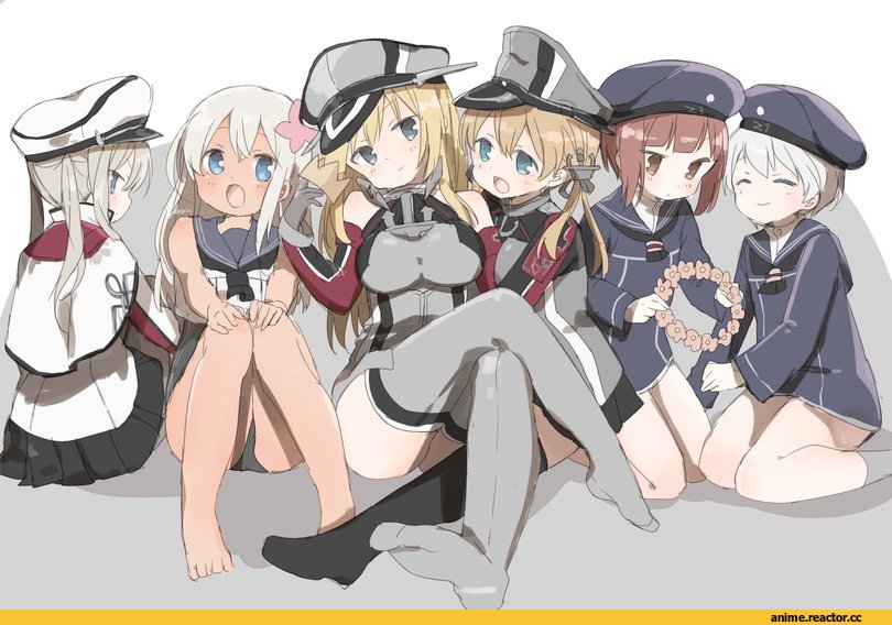 Anime Art, murakami meishi, Kantai Collection, Graf Zeppelin, Ro-500 (Kantai Collection), Bismarck (Kantai Collection), Prinz Eugen, Z3 Max Schultz (Kantai Collection), Z1 Leberecht Maass (Kantai Collection), Anime