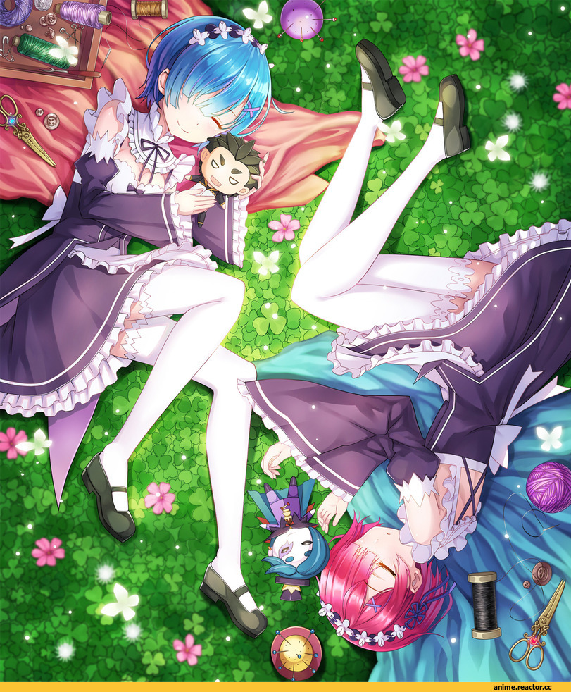 Re Zero Kara Hajimeru Isekai Seikatsu, ling si, Ram (Re Zero), Rem (re zero), Anime