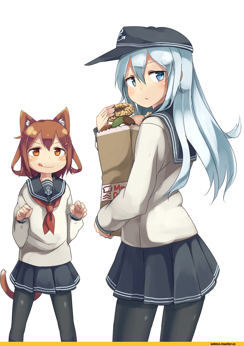 Hibiki (Kantai Collection), Kantai Collection, Ikazuchi, nekomimi, Animal Ears, blackdog, Anime Art, Anime