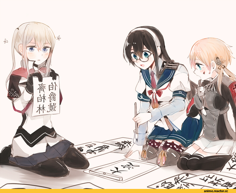 itomugi-kun, Anime Art, graf zeppelin (kantai collection), Kantai Collection, Ooyodo (Kantai Collection), Prinz Eugen (Kantai Collection), Anime
