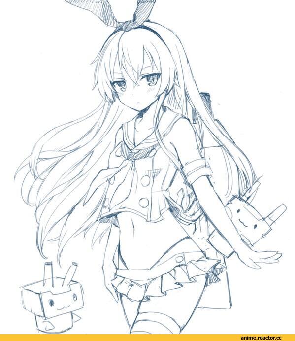 Momoko (Momopoco), Anime Art, Shimakaze, Kantai Collection, Monochrome (Anime), Anime