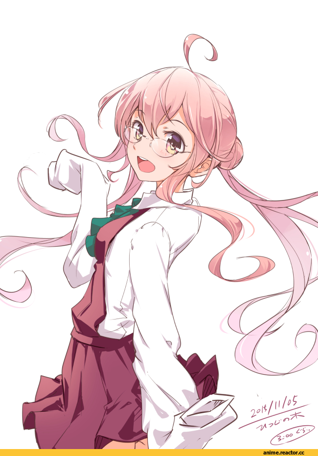 Makigumo, Kantai Collection, Anime Art, mousoup, Megane, Anime