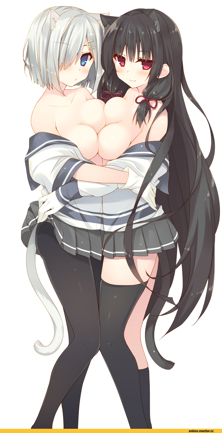 Hamakaze (Kantai Collection), Kantai Collection, Isokaze (Kantai Collection), Anime Ero, miko 92, nekomimi, Animal Ears, Anime