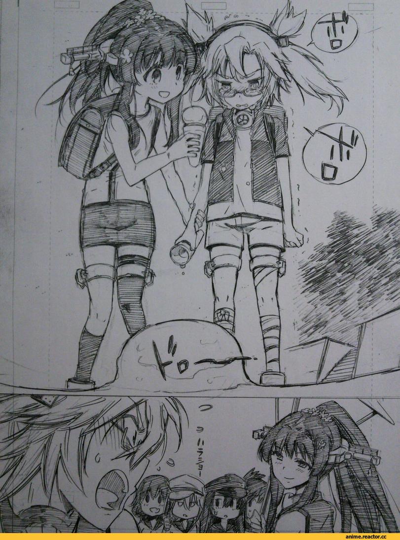 kojima takeshi, Yamato (Kantai Collection), Kantai Collection, Musashi (Kantai Collection), akatsuki (kantai collection), ikazuchi (kantai collection), Inazuma (Kantai Collection), Monochrome (Anime), Anime Art, verniy (kantai collection), Anime