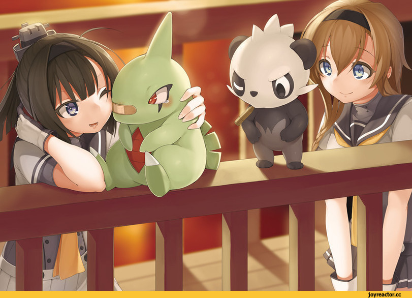 Akizuki (Kantai Collection, larvitar, Pancham, Teruzuki (Kantai Collection), Kantai Collection, Pokémon, фэндомы, crossover, Akizuki (Kantai Collection), Anime
