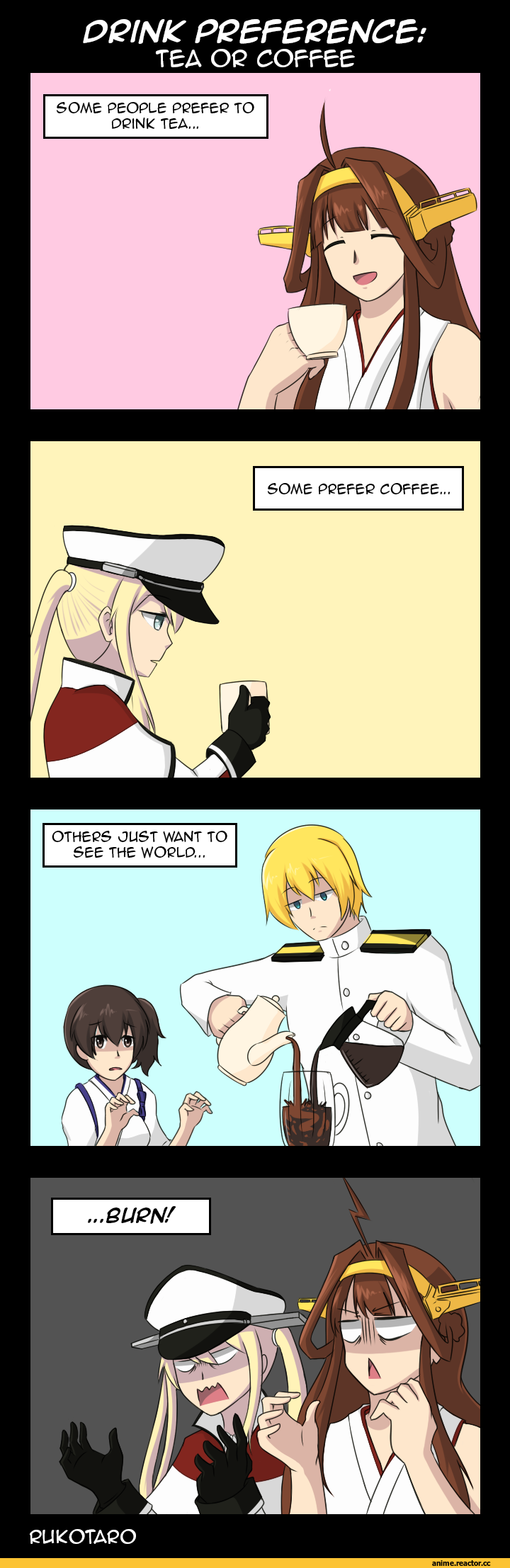 Kongou (Kantai Collection), Kantai Collection, Graf Zeppelin, Admiral (Kantai Collection), Kaga (Kantai Collection), 4koma, Anime Комиксы, Rukotaro, Кантай комиксы, Anime