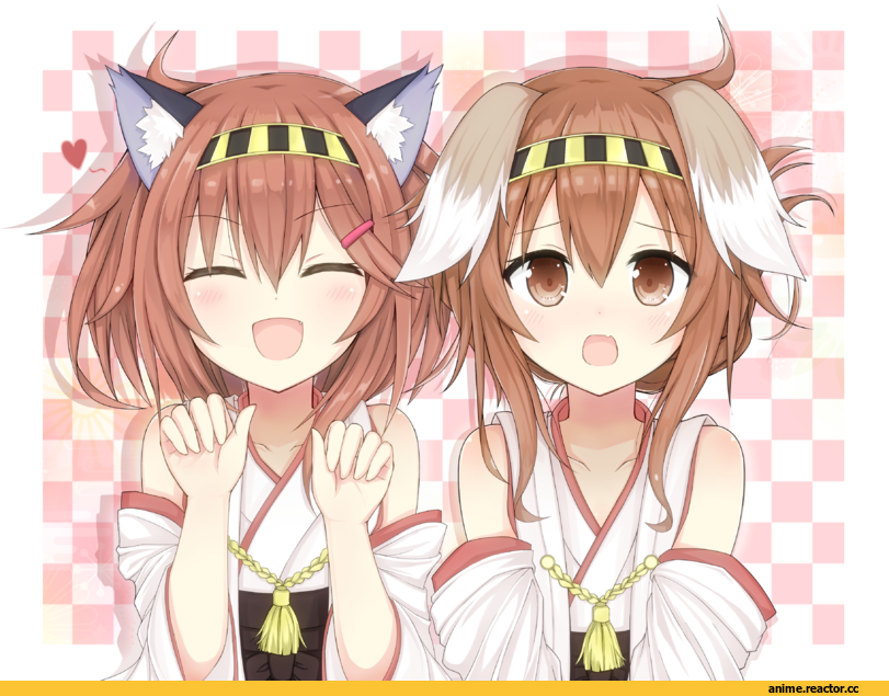 ikazuchi (kantai collection), Kantai Collection, Inazuma (Kantai Collection), neko, Animal Ears, Inumimi, Anime