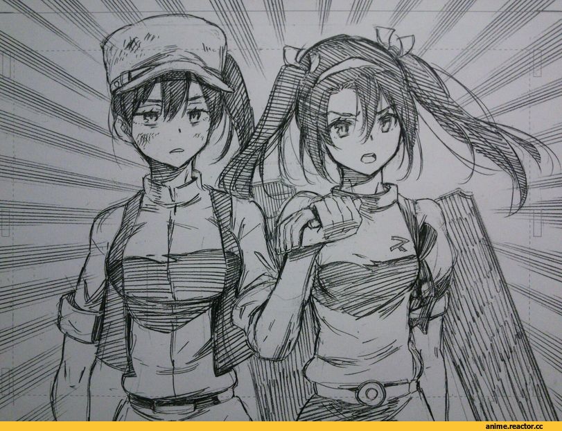kojima takeshi, Kaga (Kantai Collection), Kantai Collection, Zuikaku (Kantai Collection), Monochrome (Anime), Anime Art, crossover, tenkuu no shiro laputa, Миядзаки, Anime